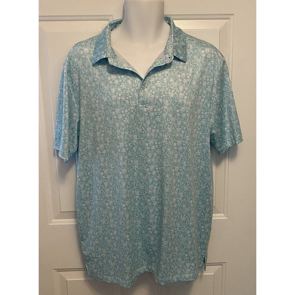 GREENSIDE GOLF‎ Shirt Men’s  Sz Large Green Floral Performance Golf Polo Stretch